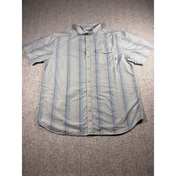 Columbia Mens XL Button Down Short Sleeve Striped Shirt Outdoor Casual - Picture 1 of 4